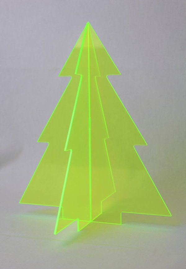 3D Weihnachtsbaum aus Acrylglas, Acryl-Tanne 31 cm hoch, grün fluoreszierend