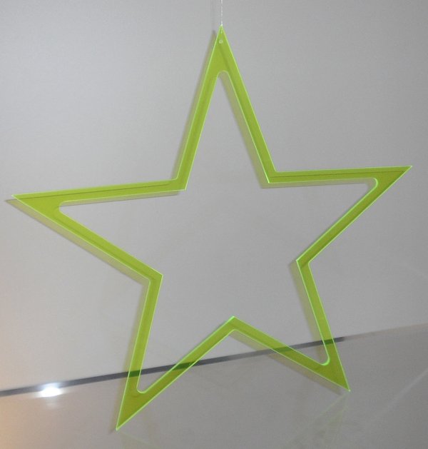 kleiner Doppelstern, Acryl-Stern, Weihnachtsstern aus grün fluoreszierendem Acrylglas