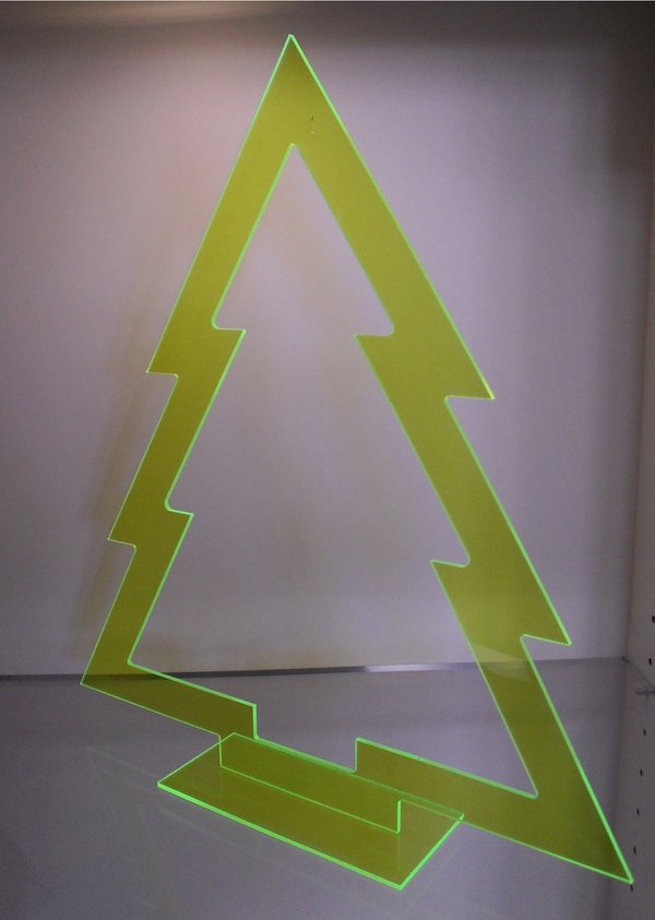 Doppeltanne, Acryl-Tanne, Weihnachtsbaum aus Acrylglas, grün fluoreszierend, zum Aufstellen