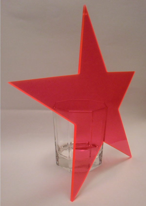 Acryl-Stern, Weihnachtsstern aus rot fluoreszierendem Acrylglas